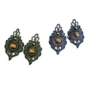 Pendientes de Nudo Bohemio con Incrustaciones de Piedra Natural, Chapados en Bronce Antiguo, Joyería de Aleación para Mujer - Product Image 1