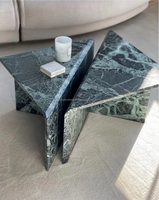 Table en marbre Verde Alpi populaire, mobilier moderne, canapé, table basse occasionnelle, table basse triangulaire en marbre vert clair
