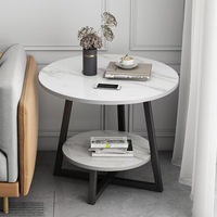 Nouveau design de table basse ronde à double couche moderne table d'appoint ronde simple de haute qualité petite table d'angle