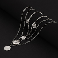 Collier superposé pour femme en alliage d'argent tibétain plaqué argent, chaîne à maillons, pendentif feuille de plante, style vintage, bijoux de mode