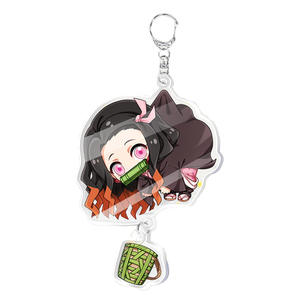 Porte-clés Anime Demon Slayer <span class=keywords><strong>Kimetsu</strong></span> <span class=keywords><strong>No</strong></span> <span class=keywords><strong>Yaiba</strong></span> Kamado Tanjirou Kamado-Nezuko Tomioka Giyuu porte-clés en acrylique mignon drôle de dessin animé - Product Image 4