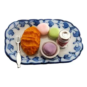 Dollhouse food Miniature dollhouse breakfast in bed food tray for 1/12 scale dollhouse