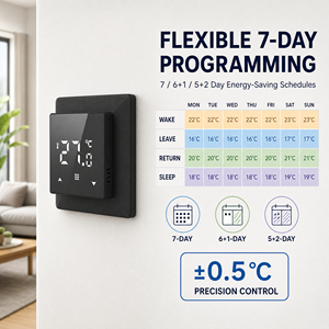 Termostato Digitale IR WiFi HYSEN HY516WE per Riscaldamento <span class=keywords><strong>a</strong></span> Pavimento Idronico, Compatibile <span class=keywords><strong>con</strong></span> WiFi, 110-230V, Relè 16A, Garanzia di 2 Anni - Product Image 5