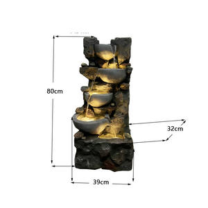 <span class=keywords><strong>Fontaine</strong></span> d'eau en cascade à quatre niveaux en résine <span class=keywords><strong>imitation</strong></span> <span class=keywords><strong>pierre</strong></span> avec lumières LED pour la décoration intérieure et extérieure du jardin et du patio - Product Image 4