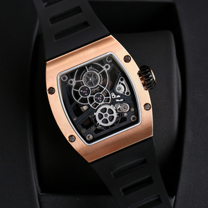 Reloj de Pulsera Mecánico de Lujo con Tourbillon, Forma de Barril Negro 1701, Incrustaciones de Diamantes, Chapado en Oro Rosa, Acero Inoxidable para Hombre - Product Image 4