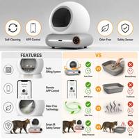 Litière pour chat électrique autonettoyante, éco-responsable, avec contrôle à distance par application WiFi, capteur intelligent, moniteur de santé, capacité de 65 L, élimination des odeurs