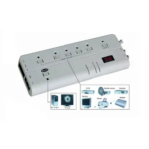 7 Outlet Energy Saving Power Strip With RJ11/RJ45 protection Coax line protection 3200 Joules Surge Protector