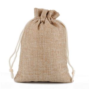 Oem Wholesale in Stock Cheap Custom Christmas Small <b>Pouch</b> Burlap Durable Natural Linen Gift Jute <b>Drawstring</b> Bag - Product Image 2