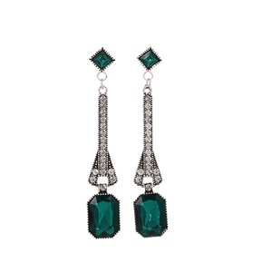 Vintage Style Diamond Encrusted Square Tassel Drop <b>Earrings</b> Alloy Party Jewelry Fashion Dangle <b>Earrings</b> - Product Image 5