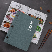 Carpeta de Menú Personalizada para Restaurante, Carpeta de Madera con Logotipo, con Bolsillo y Clip de Sujeción