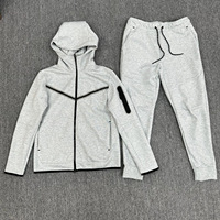 Survêtement Homme 2 Pièces en Polaire Technique Personnalisable avec Logo, en Polyester et Coton, pour Printemps-Automne 2025 – Hoodie et Pantalon pour la Course à Pied