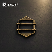 SANKO Boucle de bikini hexagonale argentée en métal bronze antique, clip de maillot de bain à double barre avec extrémité à boule pour maillots de bain et vêtements de plage, fermoir central