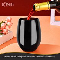 Gobelets élégants pour boissons, 12 oz et 16 oz, gobelets en plastique sans pied jetables noirs, verres à vin pour les fêtes et les mariages