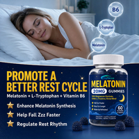 Gummies de mélatonine 20 mg OEM avec glycinate de magnésium, GABA, L-théanine, saveur naturelle de baies, complément alimentaire pour le sommeil