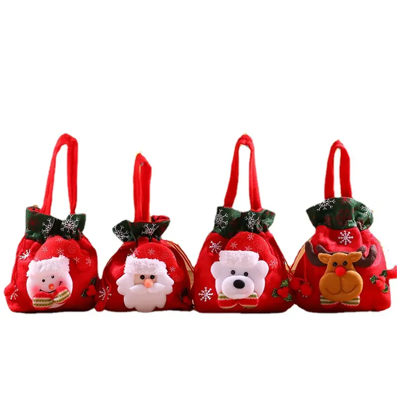 Produk penjualan terlaris Online ramah lingkungan tas permen Natal lucu boneka tas permen tas Tote hadiah Natal ornamen natal