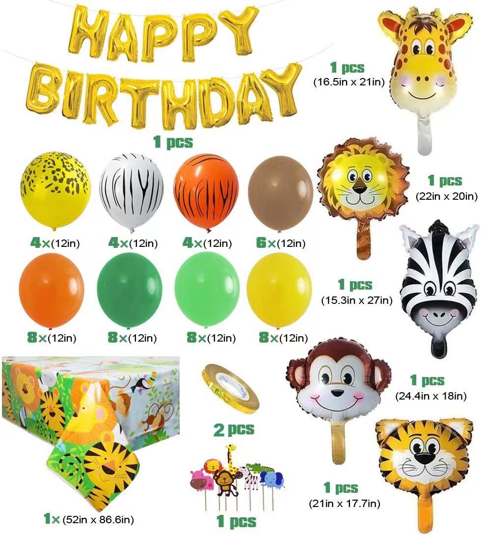 Animal birthday balloon set