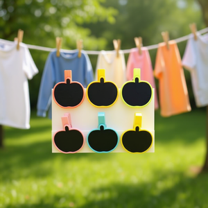 Épingles à linge en bois Ilan avec mini tableau noir 3,5 cm, lot de 6, pour vêtements - Product Image 2