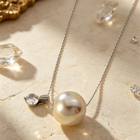 Pendentif chic en perles avec petit zircon, chaîne fine délicate en acier inoxydable, ornements gracieux pour femmes TGXL14737