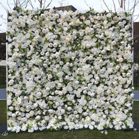 Schwebende große Buchsbaum-Hortensien-Kunstblumen für Hintergrundbilder, große Foto-Chiara-Blumen, weiße Ballons, 3D-5D-Hängeblumenwand