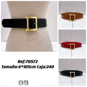 Cinturón con Hebilla Dorada de 105 cm, Negro, Marrón, Rojo, Accesorio Casual para la Cintura de Mujer - Product Image 4