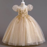 Robe de princesse longue en tulle multi-styles pour enfants, broderie de sequins, robe de demoiselle d'honneur, robe de mariage