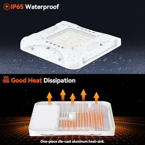 ไฟ LED สำหรับลานจอดรถ 100 วัตต์ 5000K ความสว่างสูง IP65 โครงอะลูมิเนียม เหมาะสำหรับโรงรถ โกดัง สนามหญ้า สำนักงาน - Product Image 6