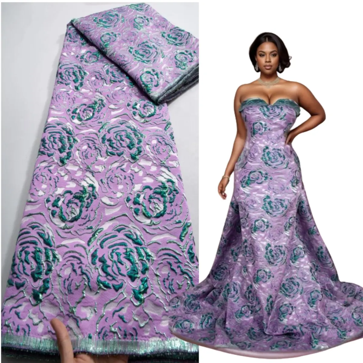 3794 afrikanischer Jacquard Spitzenstoff französisches Netz von Maske Spitze 2024 hochwertiger Nigeria-Brokadenstoff für Damen Abendparty-Kleid