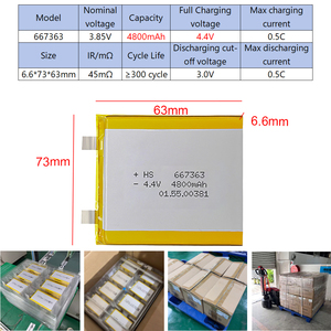 厂家直销 667363 3.85V 4800mah 电池定制 302540 3.7v 280mah 聚合物 50 安培锂电池，适用于笔记本电脑耳机 - Product Image 2