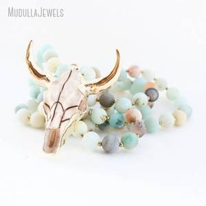 Collana <span class=keywords><strong>con</strong></span> <span class=keywords><strong>teschio</strong></span> Longhorn NM11168 in stile bohémien <span class=keywords><strong>con</strong></span> testa di bue placcato in oro <span class=keywords><strong>con</strong></span> <span class=keywords><strong>teschio</strong></span> di bovini catena gioielli in quarzo Cowgirl - Product Image 5