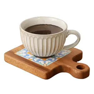 热销高品质实木餐桌保护所有饮料咖啡啤酒茶杯垫大理石木质杯垫饮料