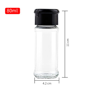 High Quality Eco-Friendly Stackable 80ml 100ml Transparent Glass <b>Bottle</b> <b>Plastic</b> Lid Seasoning Sugar Chili Powder Food Spice - Product Image 3