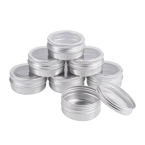 0.5 oz 1oz 2 oz 3 oz 4oz 5oz small round transparent screw cap aluminum lip balm tin containers for beard balm body care cream