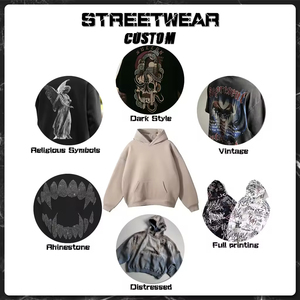 Sudadera con Capucha Oversize de Algodón 100% Estilo Vintage, 500 Gsm, Tejido French Terry, Lavado Ácido, Gris con Bordado - Product Image 6