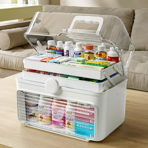 Botiquín Médico Portátil Multicapa de Plástico, Caja de Almacenamiento de Medicamentos de Gran Capacidad para Uso Doméstico - Product Image 1