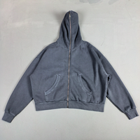 Sweat à capuche Clean Fit 400 Gsm pour fabricant de vêtements, style vintage délavé à l'acide, en molleton de coton surdimensionné avec fermeture éclair