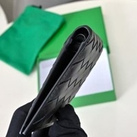 Dompet Pendek Kulit Asli Tenun Tangan Mewah Unisex Minimalis dengan Kantong Koin, Lapisan Poliester, dan Tempat Kartu