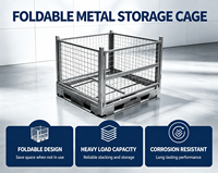 Caisse de rangement en treillis métallique pliable et empilable de haute qualité, cage/conteneur pliable pour entrepôt, pour la logistique industrielle