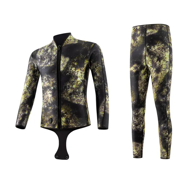 Neoprene Diving Suit Long Sleeve Mens Smooth Skin 3mm 2-piece spearfishing camo wetsuit