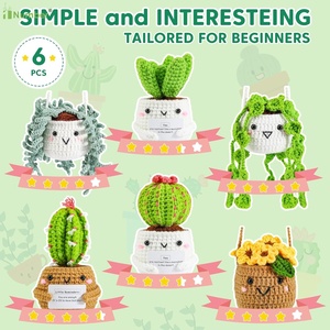 Adultes personnalisés chauds tous les âges débutants leçons vidéo faciles plantes en pot succulentes famille accessoires fil Crochet Kit - Product Image 3