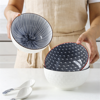 Bol à ramen en relief sous glaçure ensemble de bols à soupe de nouilles en céramique de plusieurs couleurs