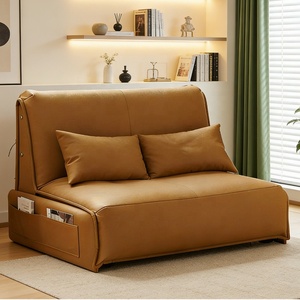 Canapé-lit convertible multifonctionnel intelligent, fauteuil inclinable moderne en cuir avec rangement latéral D08 - Product Image 4