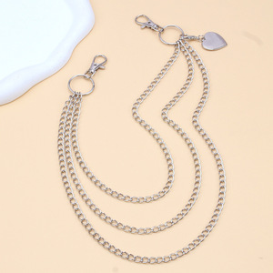 โซ่คาดเอวรูปหัวใจโลหะผสมสังกะสีหลายห่วงแฟชั่นฮาโลวีนฮิปฮอปพังค์บอดี้เชนสีขาว K222 K631 - Product Image 4