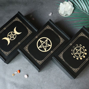 Scatola Porta Carte dei Tarocchi in Legno Nera con Apertura a Scorrimento, Scatola Regalo, Contenitore per Carte dei Tarocchi - Product Image 3