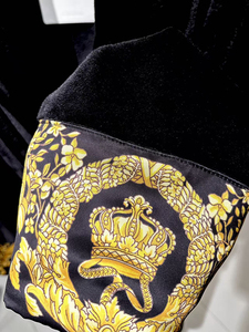 <span class=keywords><strong>Accappatoio</strong></span> in Velluto Stile Europeo Traspirante Stampato Nero e Oro a Maniche Lunghe per <span class=keywords><strong>Uomo</strong></span> - Product Image 3