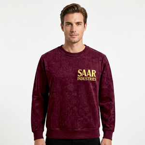 Sweat-shirt en molleton à col rond robuste de couleur bordeaux SAAR INDUSTRIES, option de logo personnalisé brodé, prêt pour l'hiver, 100% coton - Product Image 1