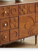 Meuble TV en bois massif de style français moderne sculpté avec tiroirs, taille et couleur personnalisables pour salon et entrée (rangement)