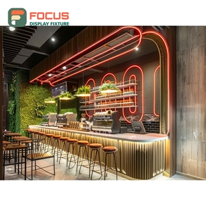 Freestanding Coffee Service Counter Condiment Station Cash Wrap Oak Finish Cafe Counter Display - Product Image 4