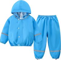 Ensemble imperméable unisexe pour enfants, coupe-vent, respirant, à capuche, en polyester recyclé avec doublure PU, veste, pantalon, salopette, tout-en-un