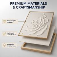 Peinture décorative minimaliste 3D faite à la main, texture lourde, style Wabi Sabi, art mural floral rose sur mesure pour usine