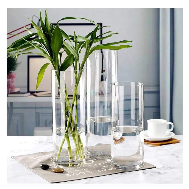 Glass vase bulk cylinder Flower home Decor glass flower pot decoration long Clear wholesale Wedding Plant glass Vase for flowers